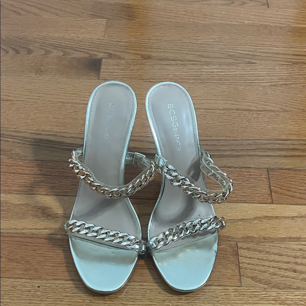 BCBGeneration Silver Chain Strap Heels - image 4